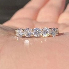 1ct Round Cut Diamond Five Stone Wedding Ring 14k Yellow Gold Finish Size P