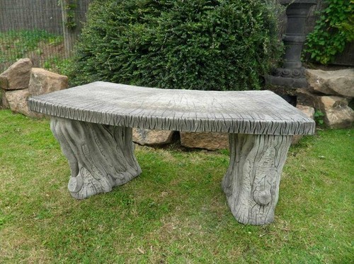 Stone concrete woodland - stone, bench