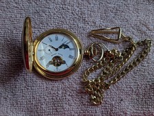 Mount Royal Open Heart Gold Plated Half Hunter  Moon Phases Mech 17 Jewel Movmt