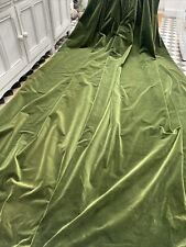 Vintage Cotton Velvet Curtains, Green,  HUGE  92" W x 113" L
