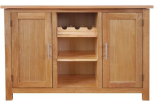 Solid Oak Wine Cabinet Sideboard with 3 Shelves, 7 Tiers & 2 Doors 44"