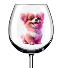12x Puppy Valentines Day Colourful Wine Glass Bottle Vinyl Sticker Decal a4281
