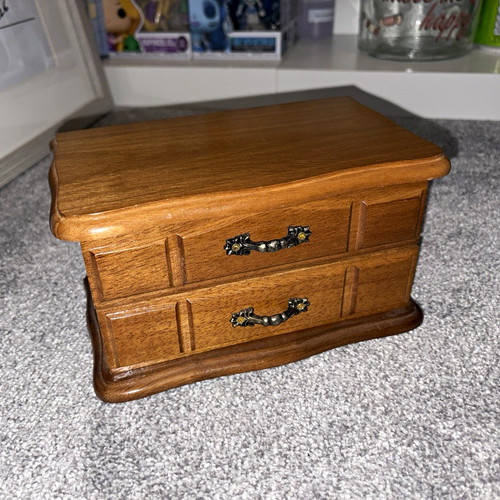 Wooden brown jewellery box - wooden,