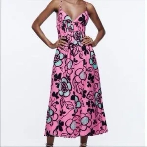 Zara printed pink black blue - printed,