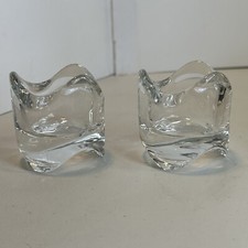 IKEA Set Of 2  Clear Glass Candle Holder Votive Candle Tea Light Wave Sackable
