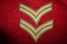 ORIGINAL WW2 BRITISH ARMY CORPORALS RANK STRIPES, PAIR. BD BATTLEDRESS BADGES