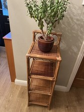 Vintage Bamboo Wicker Shelf Unit 4 Shelves Retro Rattan Bookcase Shelf