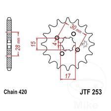 JT Front Sprocket 16 Tooth 420 Pitch JTF253.16 Fits Honda MB 80 1980-1984