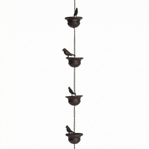 Metal rain chain - dark, brown