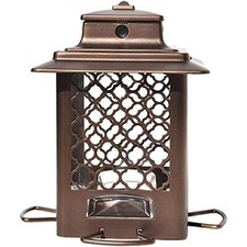 More Birds Bronze Metal Hopper Bird Feeder, Sunflower and Mixed Seed, 4 Feeding