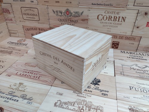 Wooden wine box crate with - box, lid