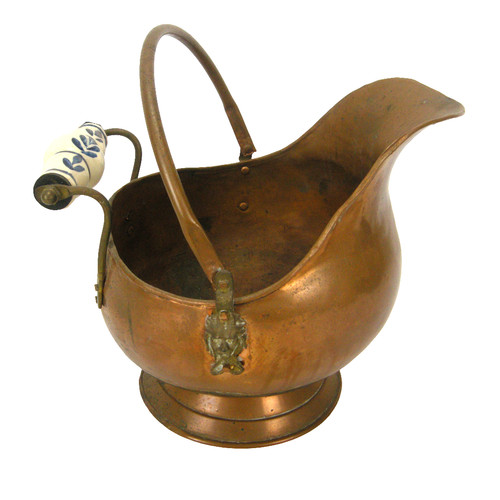 Copper coal ash scuttle - coal,