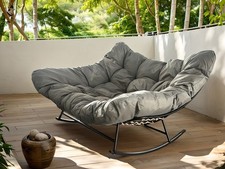 Indoor Outdoor Double Rocking Chair Egg Papasan Chair With Padded Cushion