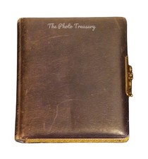 ANTIQUE VICTORIAN LEATHER PHOTO ALBUM CABINET CARD & CDV MOUNTS GILT EDGES CLASP