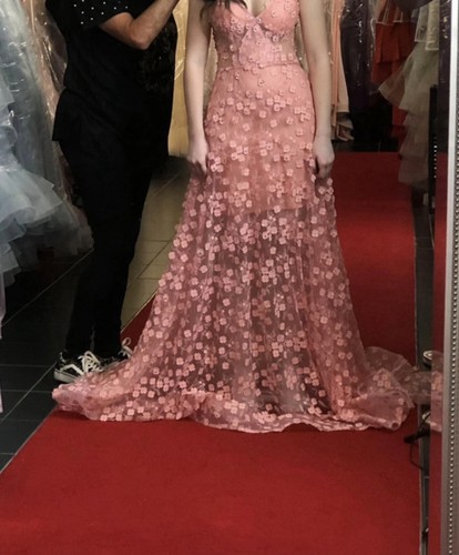 Jovani pink floral lace beaded - pink,