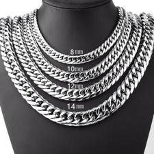 Men's Silver Stainless Steel Necklace Link Curb Box Chain Fashion Chunky Gift