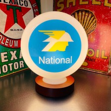 National Centurion Gas Petrol Pump Globe with Wood LED Lamp Base UK plug