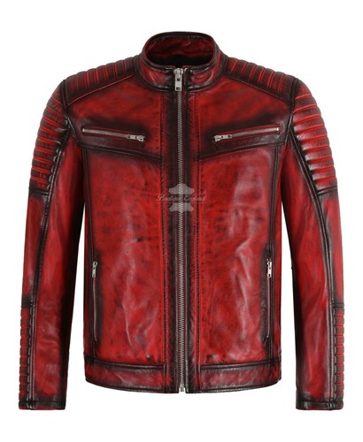 Racer mens leather jacket - mens,