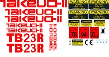 TAKEUCHI TB23R MINI DIGGER COMPLETE DECAL SET WITH SAFETY WARNING SIGNS
