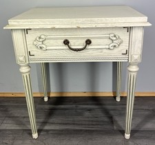 Bedside Table Vintage Carved Shabby Chic Painted Drawer Fluted Legs LOT 4042