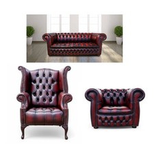Chesterfield Sofa Suite Premium Oxblood Italian Genuine 100% Leather
