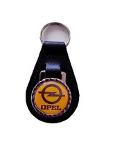 BLACK  LEATHER KEYRING/ FOB DEPICTING OPEL VINTAGE,LOGO IMAGE