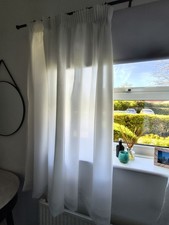 1 Pair White Voile Curtain