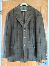 Men's Hucklecote Tweed Jacket Blazer Size 48 Wool Hunting Shooting Green Check