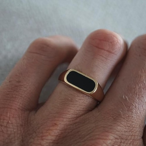 Black onyx signet ring - onyx, men