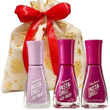 SALLY HANSEN NAIL VARNISH  POLISH INSTA DRY GIFT 3 X 9.17ML  SET WITH RED BAG