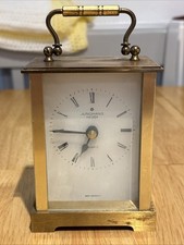Vintage Brass Junghans Meister Quartz Carriage Mantle Clock - West Germany