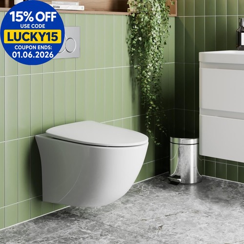 Wall hung rimless toilet pan - hung,