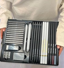 Artist Drawing Set Tin Sketching Box Pencils Pastels Charcoal Graphite Sticks