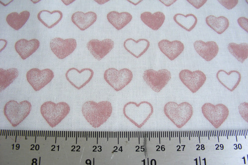 White pink hearts oilcloth - white,