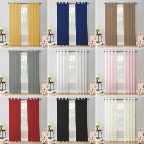 Pair sheer plain voile - pair,