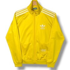 Adidas Yellow Chile 62 Track Jacket Mens XS Trefoil Tracksuit Top Wet Look Retro
