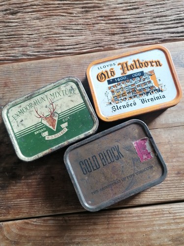 Vintage tobacco tins gold - 3, tins,