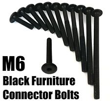 M6 Black Furniture Connector Bolts 12mm - 150mm Bed Cot Chair Desk Table Unit