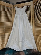 Victorian White Lace & Broderie Anglaise Christening Baptism Gown Dress 3-6mths