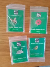 RSPB Trifold Pin Badges,various inc.nuthatch,swan,poppi,great tit.