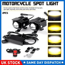 2X LED Spot Lights Auxiliary Motorcycle Headlight Driving Fog Lamps With Switch