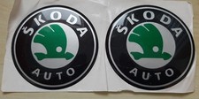 *NEW* 2 x SKODA AUTO Black Badges Stickers / Diameter: 80mm 