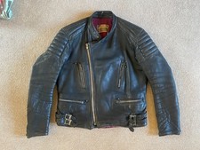 vintage HIGHWAYMAN biker leather jacket motorcycle zip black 38-42 M lewis racer