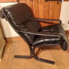 Vintage Ingmar Relling ,Westnofa Vestlandske  Siesta Leather Chair