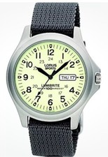 BRAND NEW Mens Lorus Lumibrite Military Style Watch Boxed Day Date Best Seller