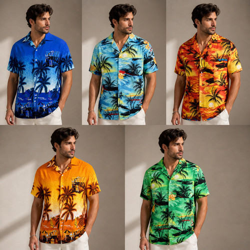 New mens hawaiian shirt stag - new,