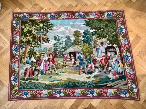 Large french vintage tapestry - large,
