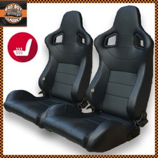 Pair Heated BB6 Reclining Titling Bucket Sports Seats Black Universal Design 