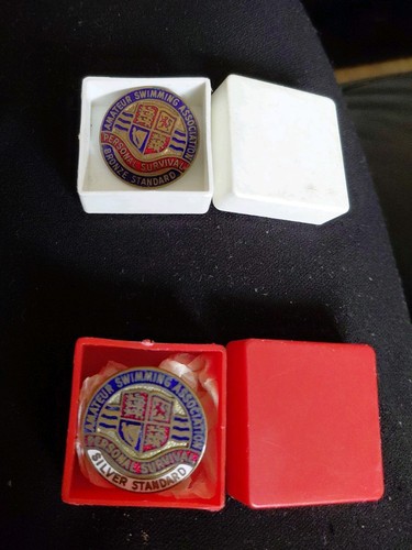 Vintage swimming badges - vintage,