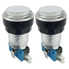 2 x White 5V LED T10 28mm Round Illuminated Arcade Push Buttons & Microswitches